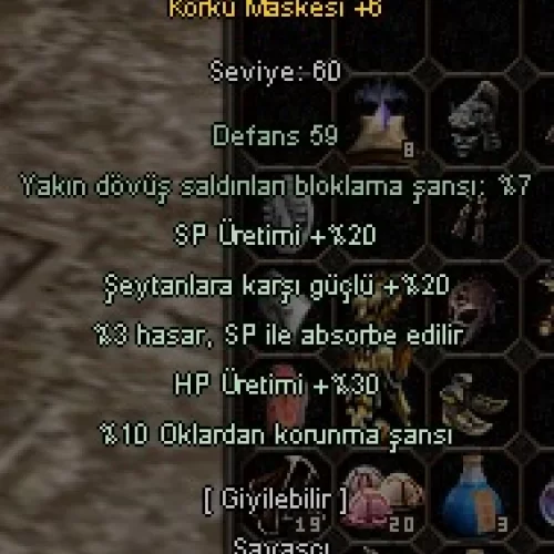 +6 KORKU MASKESİ 10 OK 20 ŞEYTAN